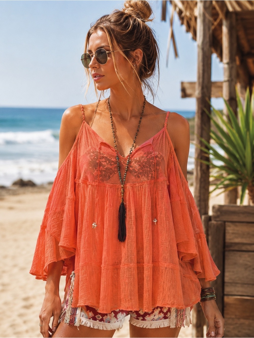 Amita Naithani Sundance Cold Shoulder Blouse